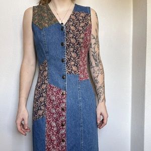 paris blues vintage denim patchwork dress
